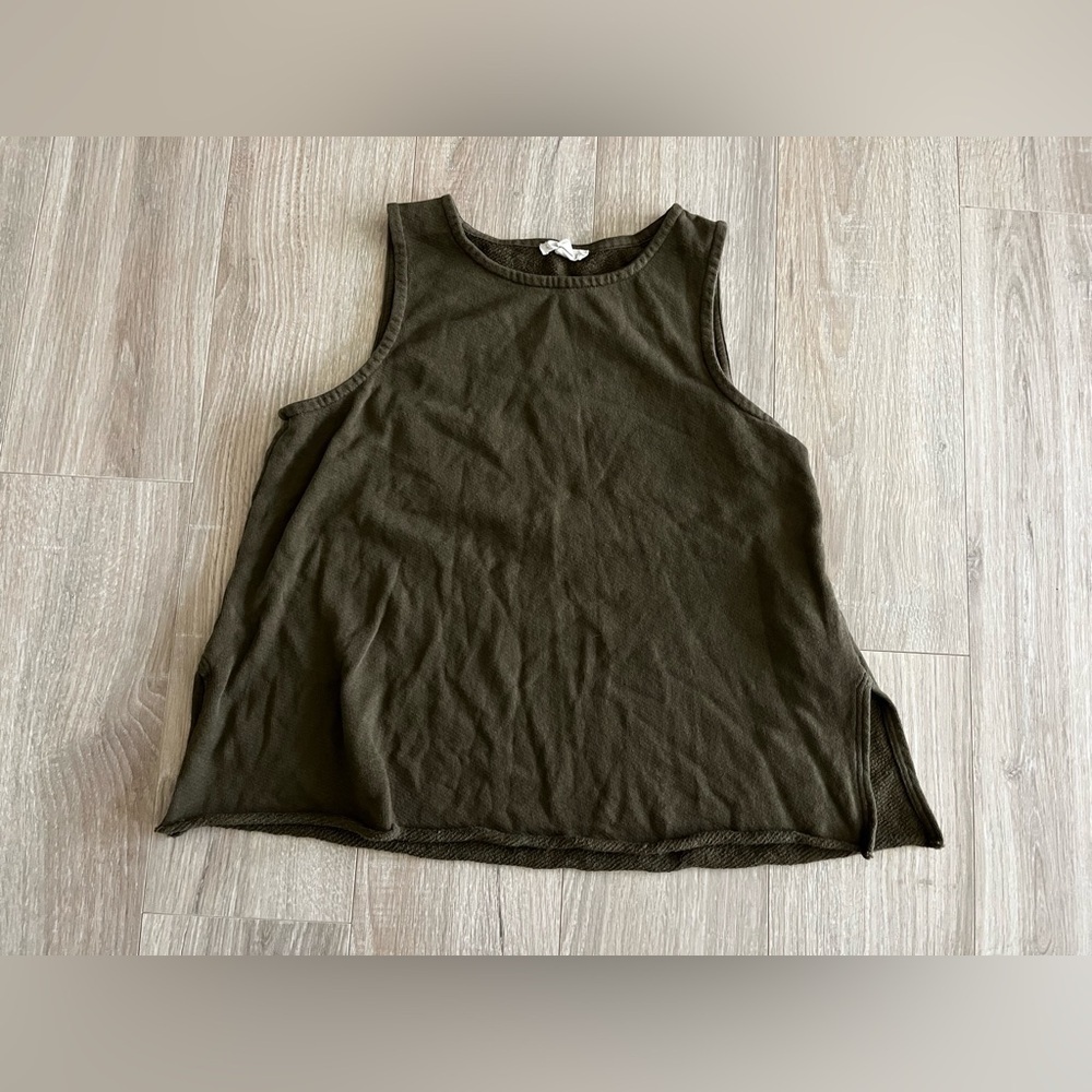 Eileen Fisher Women’s Lightweight Organic Cotton Terry Tank Olive Green Size XS